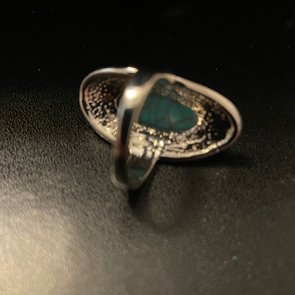 💖 Size 8 Blue Turquoise Silver Ring NEW - Picture 3 of 5